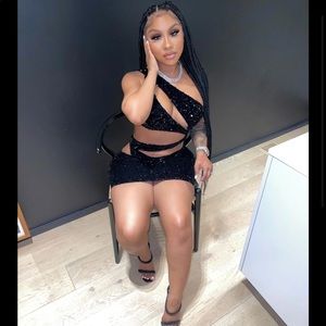 Black Sequin Cut Out Immortality Dress